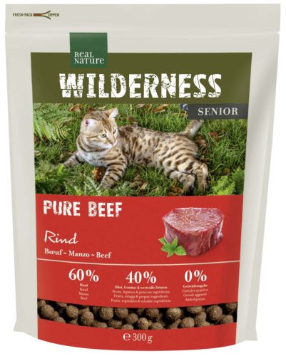 Real Nature Wilderness Hrană uscată pentru pisici senior, cu vită 300 g