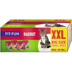   Fit+Fun Ragout Hrană pentru pisici adulte, 4 sortimente 92 x 100g