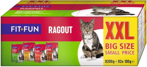 Fit+Fun Ragout Hrană pentru pisici adulte, 4 sortimente 92 x 100g