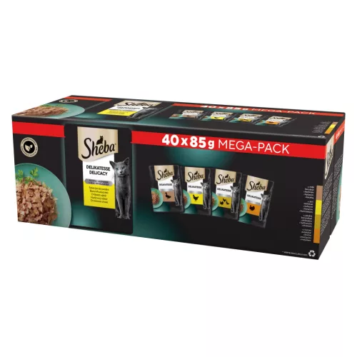 Sheba Hrană umedă pentru pisici adulte, selecții de pasăre în aspic 40 x 85 g