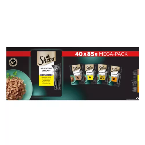 Sheba Hrană umedă pentru pisici adulte, selecții de pasăre în aspic 40 x 85 g