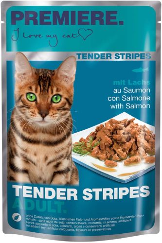 Premiere Tender Stripes Hrană pentru pisici adulte, cu somon 85 g