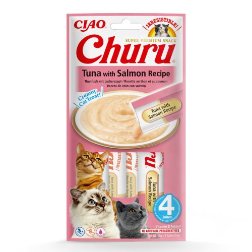 Churu Creamy Recompensă pentru pisici cu ton și somon 4x14 g