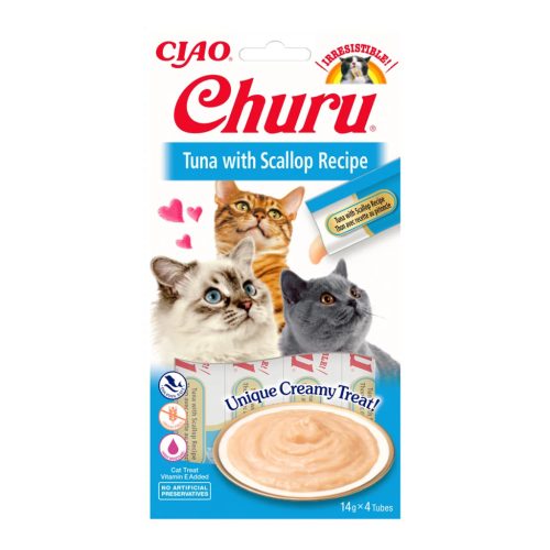 Churu Creamy Recompensă pentru pisici cu ton și scoici 48 g