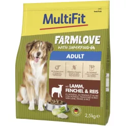   MultiFit Farmlove Hrană uscată pentru câini adulți cu miel, fenicul și orez 2,5 kg