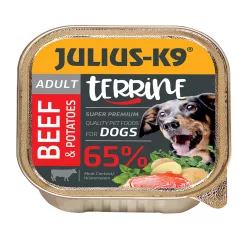   Julius K9 Hrană umedă pentru câini adulți, terină cu vită și cartofi dulci 150 g