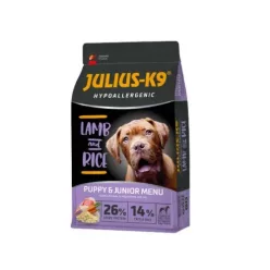   Julius K9 Hrană uscată hipoalergenică pentru câini juniori cu miel și orez 12 kg