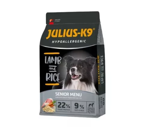 Julius K9 Hrană uscată hipoalergenică pentru câini seniori cu miel și orez 12 kg