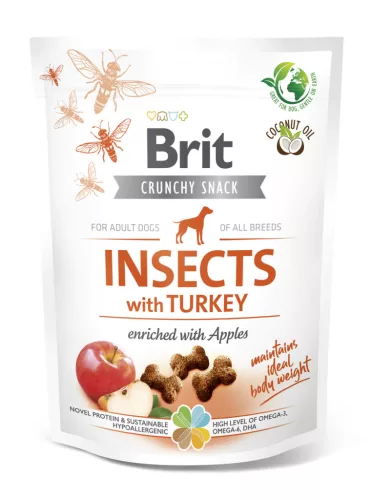 Brit Care Crunchy Snack Recompense pentru câini adulți cu insecte și curcan 200 g