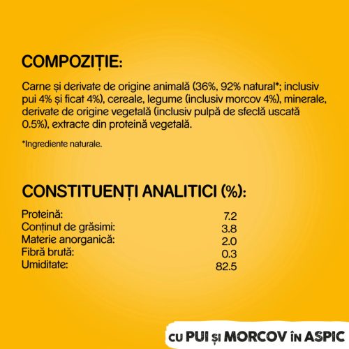 Pedigree hrană umedă la conservă pentru câini adulți cu pui și morcov în aspic 1200 g
