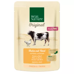   Real Nature Hrană umedă pentru pisici adulte cu pui, vită și dovleac  85 g