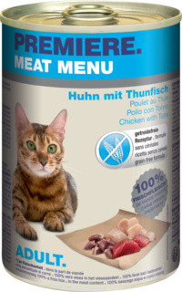 Premiere Meat Menu Hrană umedă pentru pisici, cu pui și ton 400 g