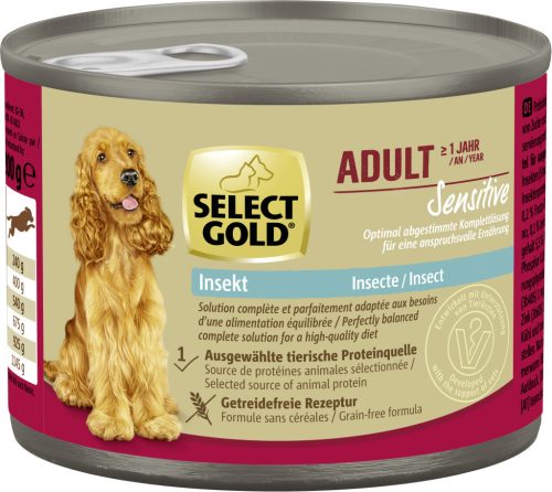 Select Gold Sensitive Hrană umedă pentru câini adulți, cu proteine ​​din insecte 200 g