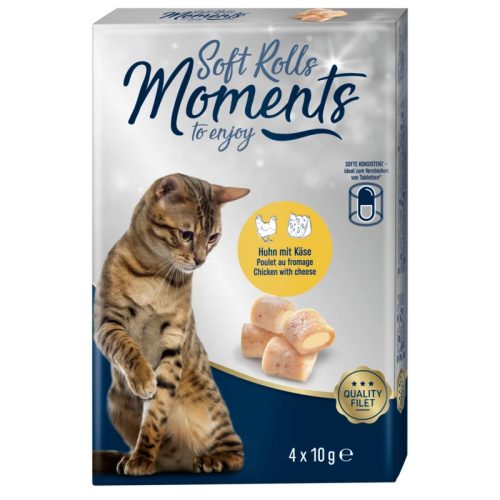MultiFit Moments Soft Rolls Recompensă pentru pisici, cu pui și brânză 4x10 g
