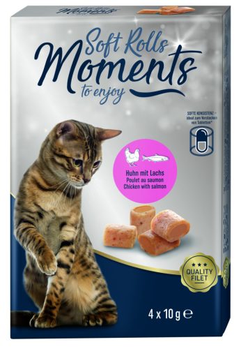 MultiFit Moments Soft Rolls Recompensă pentru pisici, cu pui și somon 4x10 g