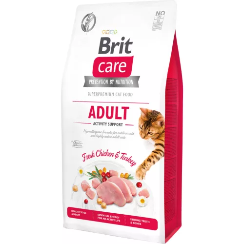 Brit Care Grain-Free Hrană uscată pentru pisici adulte active, cu pui și curcan 7 kg 