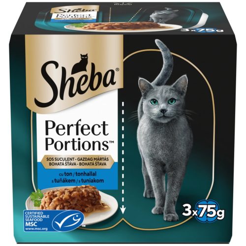 Sheba® Perfect Portions™ Hrană umedă pisici adulte, bucăți ton, 2 x 37,5 g