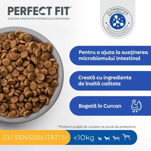 Perfect Fit Sensitive Hrană uscată pentru câini adulți de talie mică cu curcan 1,4 kg