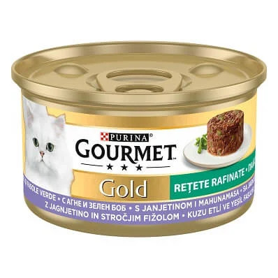 Gourmet Gold Hrană umedă pentru pisici, cu miel și fasole verde 85 g