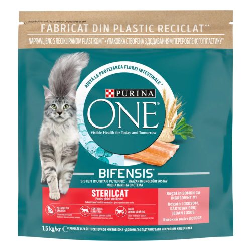 Purina One SterilCat Hrană uscată pentru pisici cu somon și grâu 1,5 kg