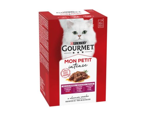 Gourmet Mon Petit Hrană umedă pentru pisici, mini fileuri în sos cu vită, vițel, miel 6x50 g
