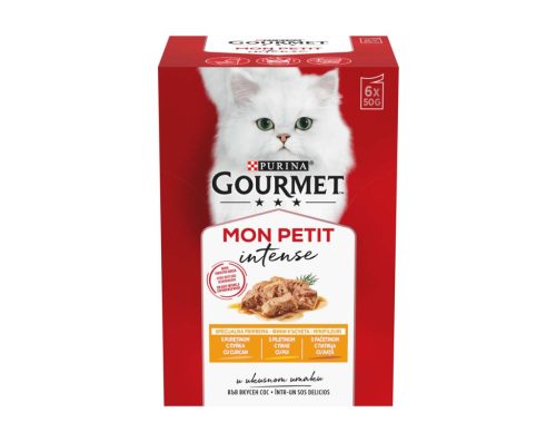 Gourmet Mon Petit Hrană umedă pentru pisici, mini fileuri în sos cu curcan, pui, rață 6x50 g