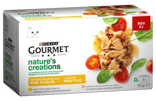Gourmet Nature's Creations Hrană umedă pentru pisici, mini fileuri în sos 4x85 g