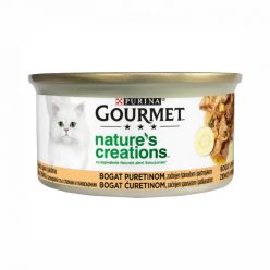   Gourmet Nature's Creations Hrană umedă pentru pisici, mini fileuri în sos cu curcan, spanac și păstârnac 85 g