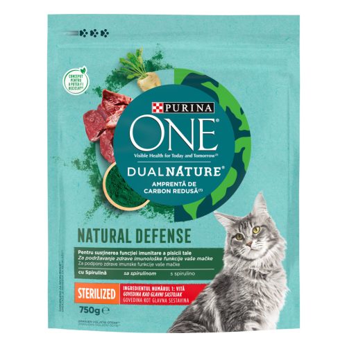 Purina One Dual Nature Hrană uscată pentru pisici, cu vită 750 gr 