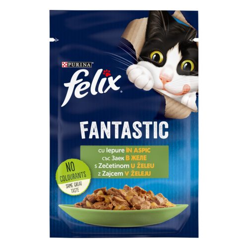 Felix Fantastic Hrană umedă pentru pisici, cu iepure în aspic 85 g
