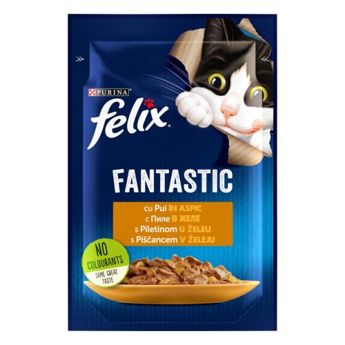 Felix Fantastic Hrană umedă pentru pisici, cu pui în aspic 85 g