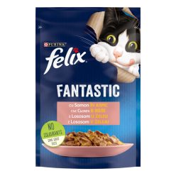   Felix Fantastic Hrană umedă pentru pisici, cu somon în aspic 85 g