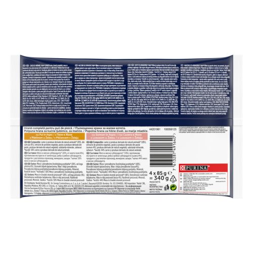 Felix Fantastic Junior Hrană umedă pentru puii de pisică, selecție mixtă cu pui, somon în aspic 4x85 g