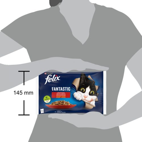Felix Fantastic Hrană umedă pentru pisici, Selecție Rustică, cu vită, pui în aspic 4x85 g