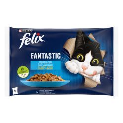   Felix Fantastic Hrană umedă pentru pisici, Selecție de pește, cu somon, pește cambulă în aspic 4x85 g