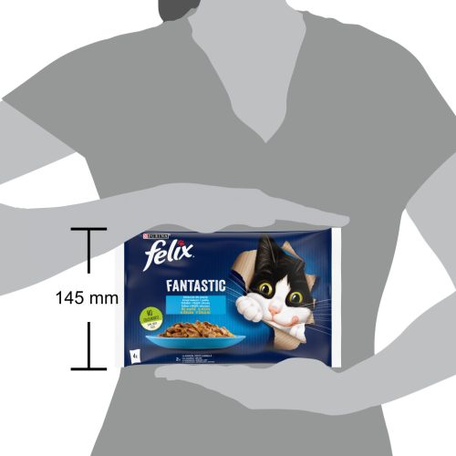 Felix Fantastic Hrană umedă pentru pisici, Selecție de pește, cu somon, pește cambulă în aspic 4x85 g