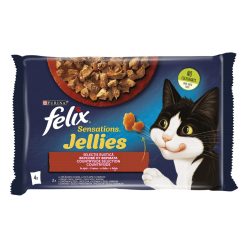   Felix Sensations Hrană umedă pentru pisici, Selecție Rustică, cu vită și roșii, pui și morcovi în aspic 4x85 g