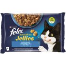 Felix Sensations Hrană umedă pentru pisici, Selecție de pește, cu somon și creveți, păstrăv și spanac în aspic 4x85 g