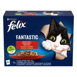   Felix Fantastic Hrană umedă pentru pisici, Selecție Rustică, cu vită, pui, iepure, miel în aspic 12x85 g