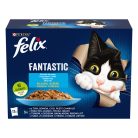 Felix Fantastic Hrană umedă pentru pisici, Selecție de pește, cu ton, somon, cod, pește cambulă în aspic 12x85 g