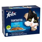 Felix Fantastic Hrană umedă pentru pisici, Selecție de pește, cu ton, somon, cod, pește cambulă în aspic 12x85 g