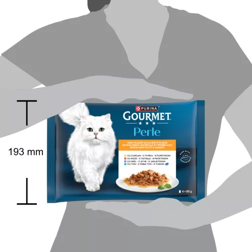 Gourmet Perle Hrană umedă pentru pisici, mini fileuri în sos 4x85 g