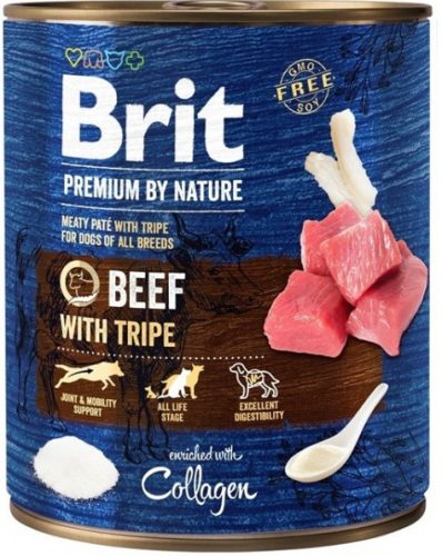 Brit Premium by Nature Hrană umedă pentru câini adulți, cu vită și tripă 800g