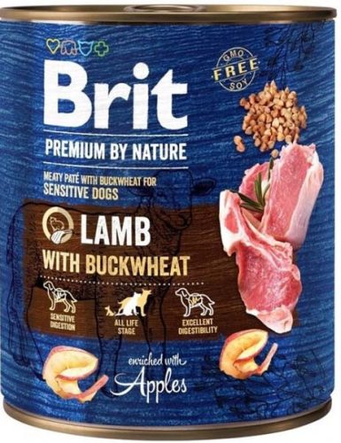 Brit Premium by Nature Hrană umedă pentru câini adulți, cu miel și hrișcă 800g