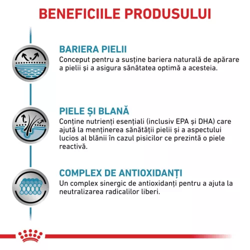 Royal Canin Veterinary Skin & Coat Hrană umedă pentru pisici adulte 85 g
