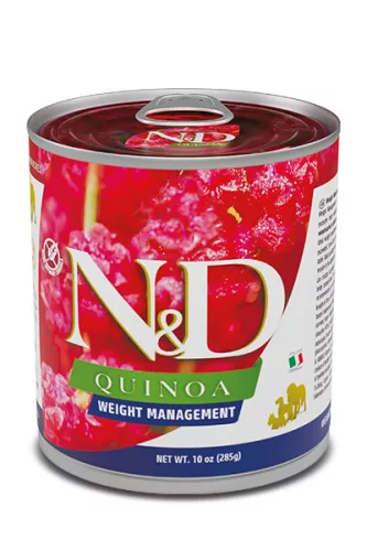 N&D Quinoa Weight Management Hrană umedă pentru câini adulți, cu miel 285 g