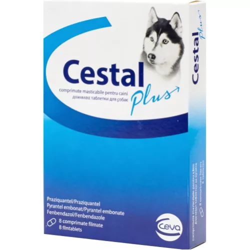 Cestal Plus Comprimate masticabile antiparazitare pentru câini 8 comprimate