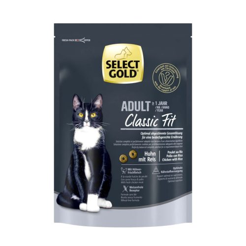 Select Gold Classic Fit Hrană uscată pentru pisici adulte, cu pasăre și orez 300 g