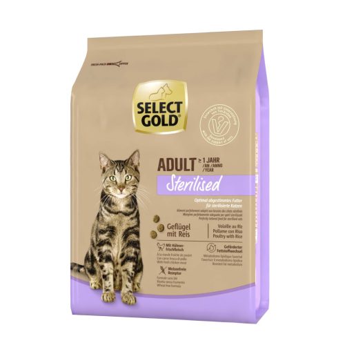 Select Gold Hrană uscată pentru pisici adulte sterilizate, cu pasăre și cartofi 2,5 kg