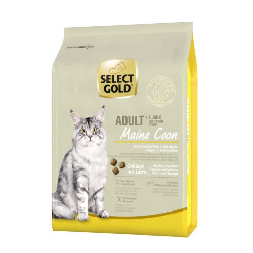 Select Gold Maine Coon Hrană uscată pentru pisici adulte, cu pasăre și somon  2,5 kg